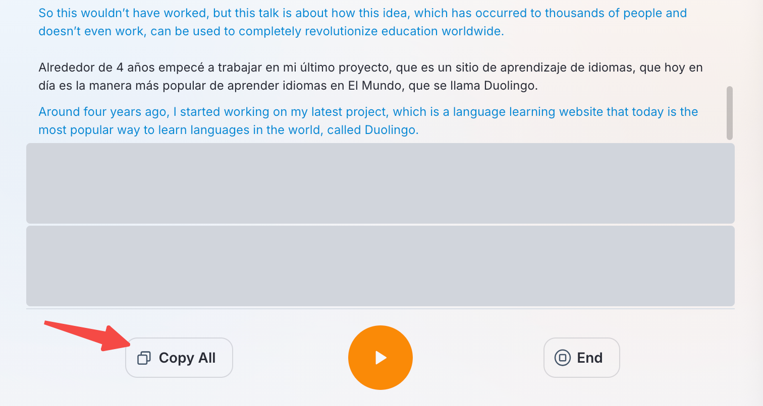 Click Pause to stop the subtitle stream